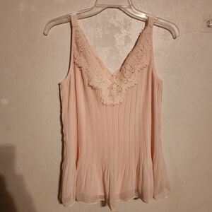 Chico's Convertible Tank Pleated Lace in Clam Shell Size 00/ XS NWT